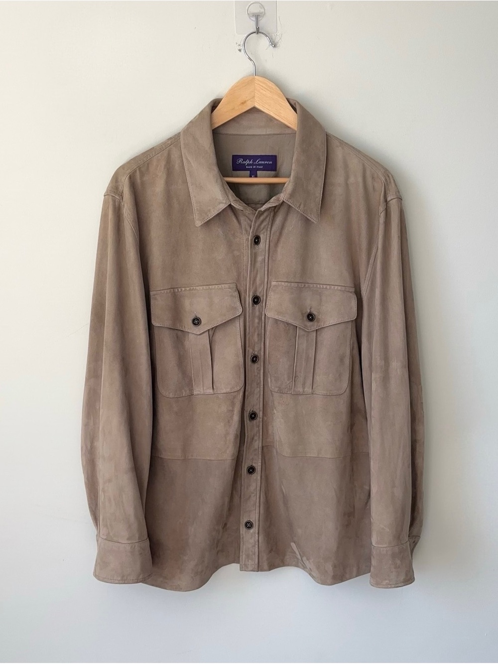 Ralph Lauren Purple Label 100% Lamb Suede Shirt Jacket Men’s XL Overshirt Italy